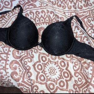 Lily Of France Black Floral Lace Ego Boost Push Up Padded Support Bra Cleavage